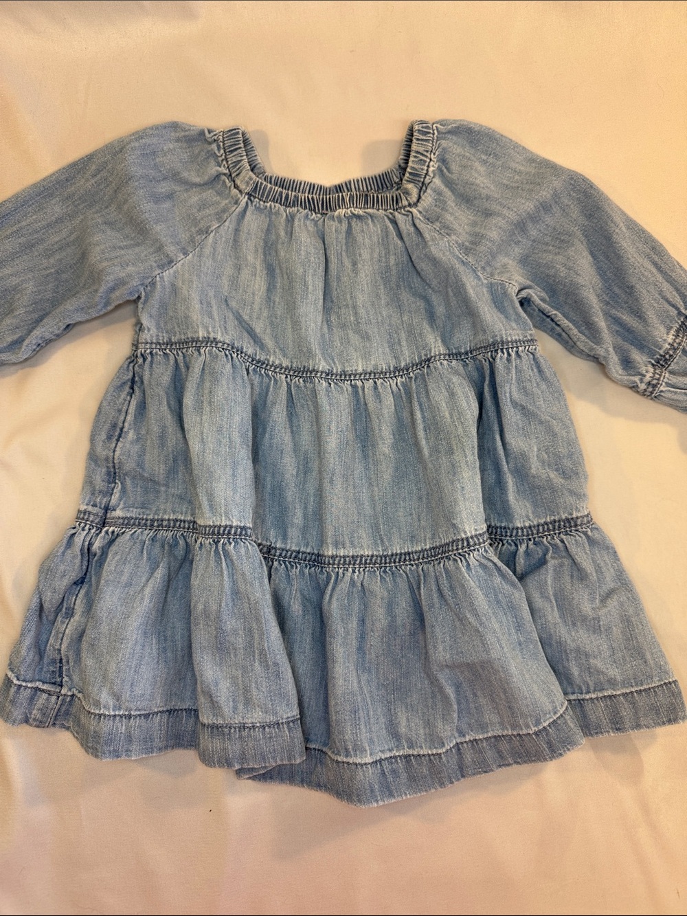 GAP Light Denim Tiered Peasant Dress